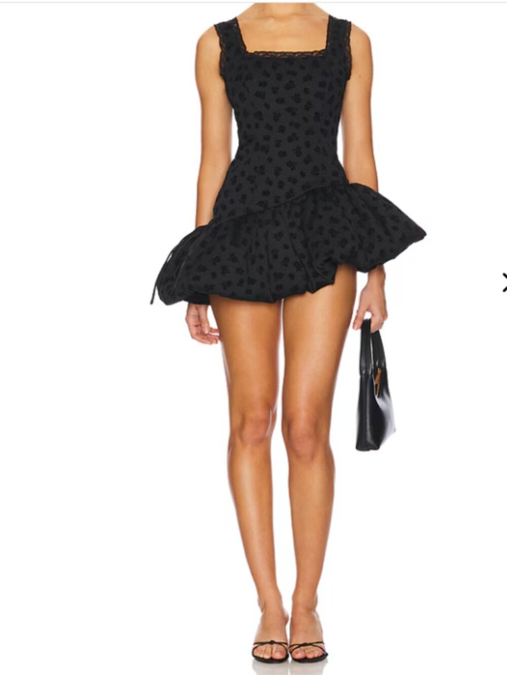 Free People For Love & Lemons Claira Asymmetric Black Mini Dress Top Size M NEW